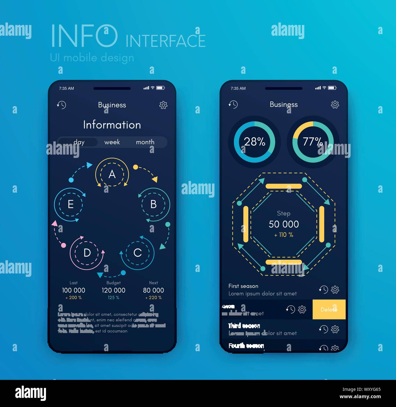 Mobile application interface. Ui design, vector illustration Stock ...