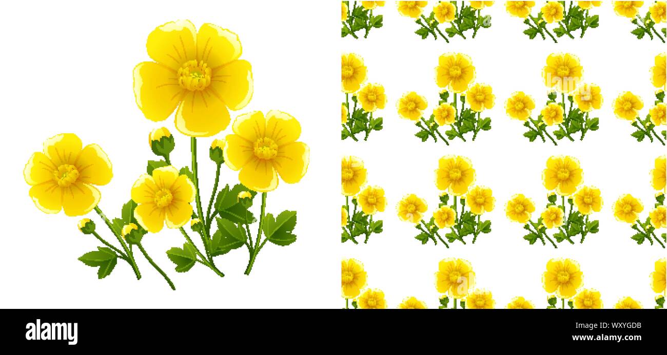 Seamless background design with yellow flowers illustration Stock ...