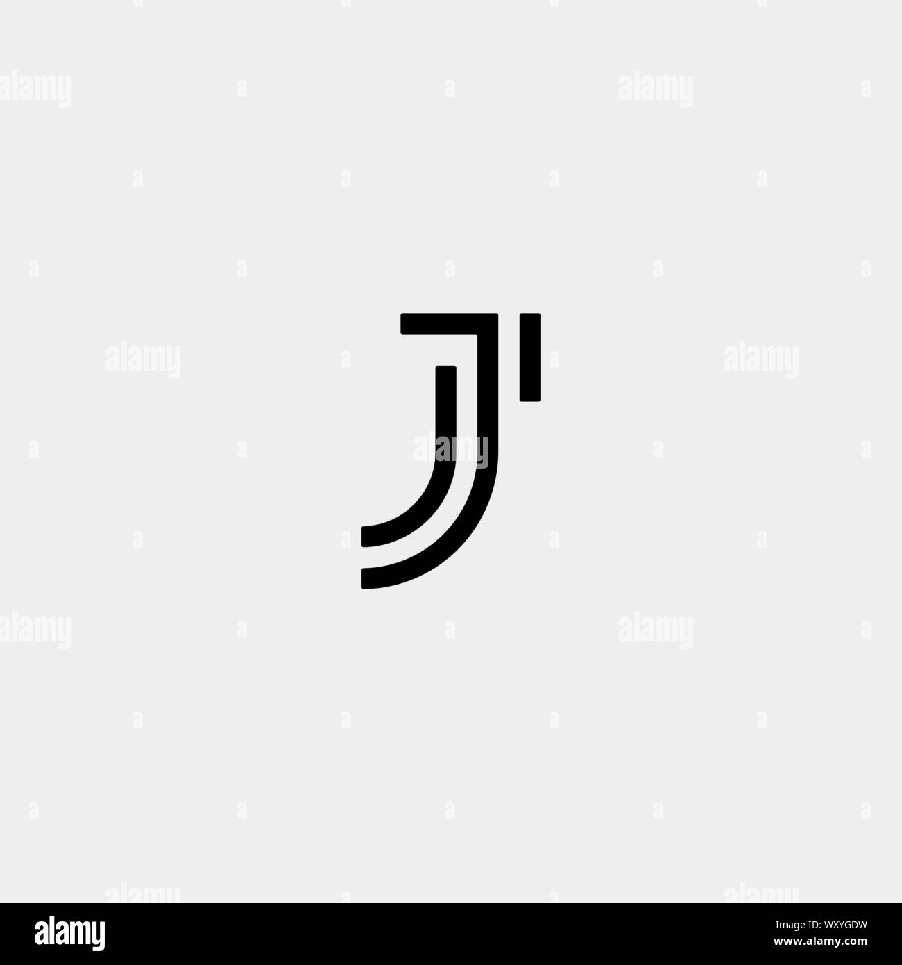 Letter J JJ Monogram Logo Design Minimal Icon With Black Color Stock Vector