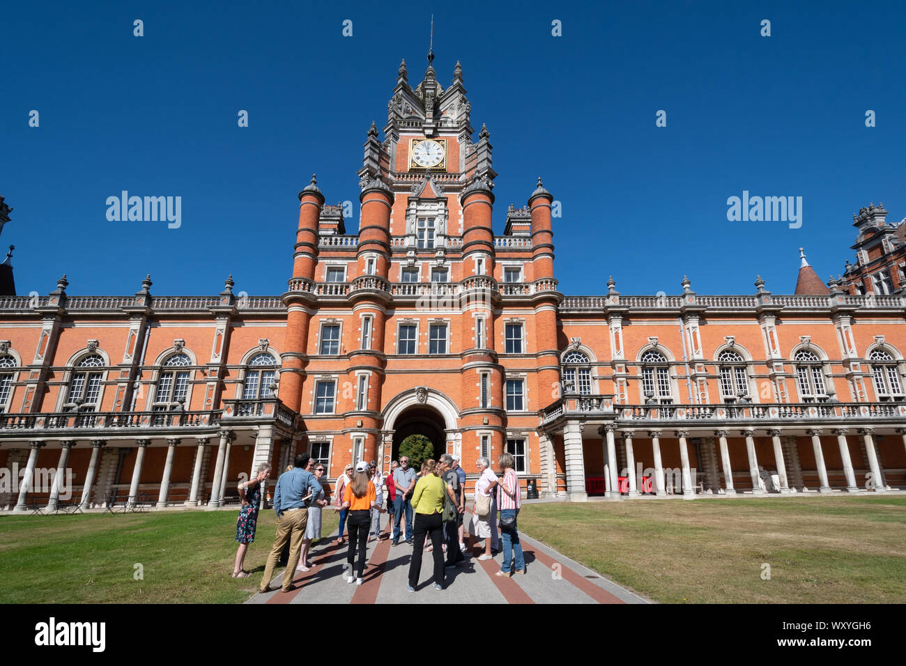 The historic Founder's Building at Royal Holloway College in Surrey, UK, part of the University of London, and originally a college to educate women Stock Photo