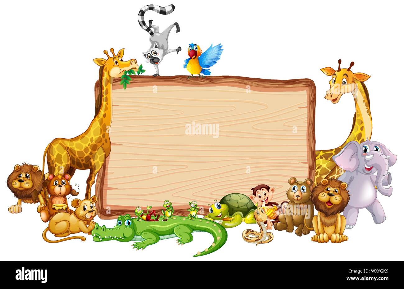 Border template with cute animals illustration Stock Vector Image & Art ...