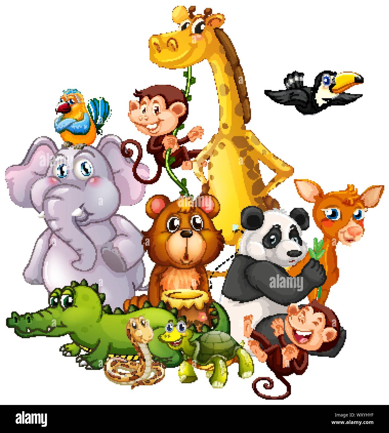 Cute animals on white background illustration Stock Vector Image & Art ...