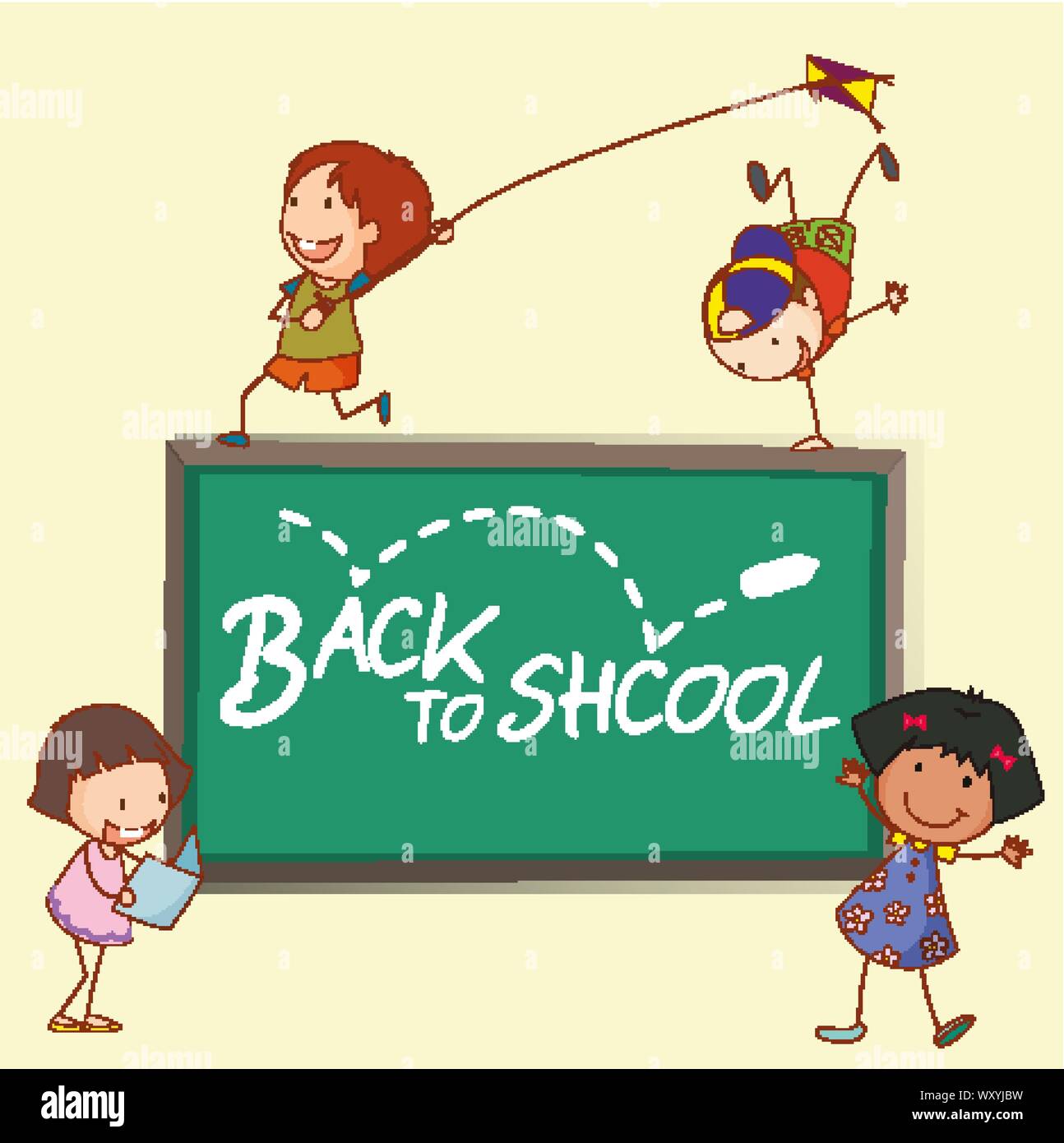 Back to school template with children illustration Stock Vector Image ...