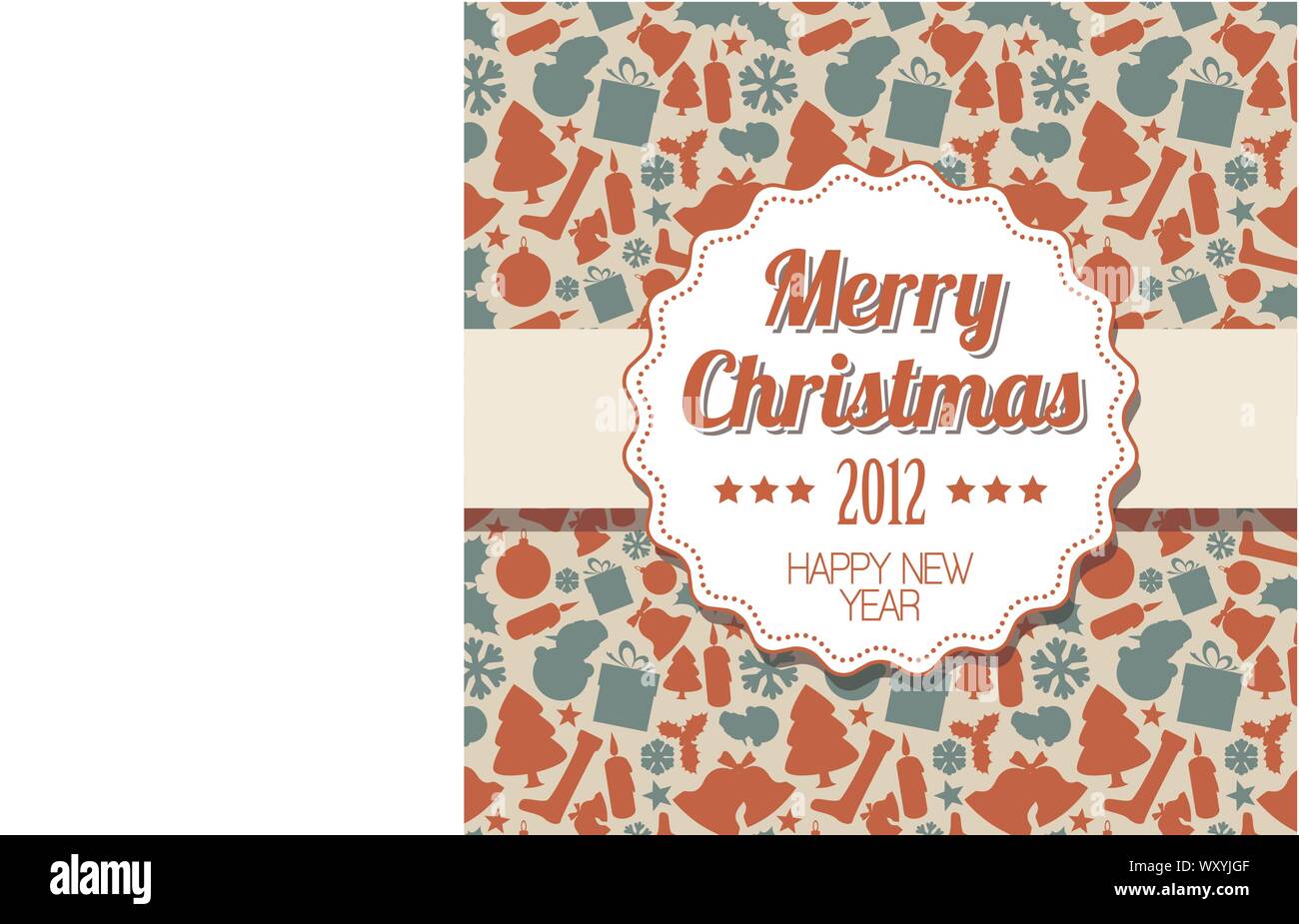 Vintage retro Christmas label on seasonal pattern Stock Vector Image &amp; Art - Alamy