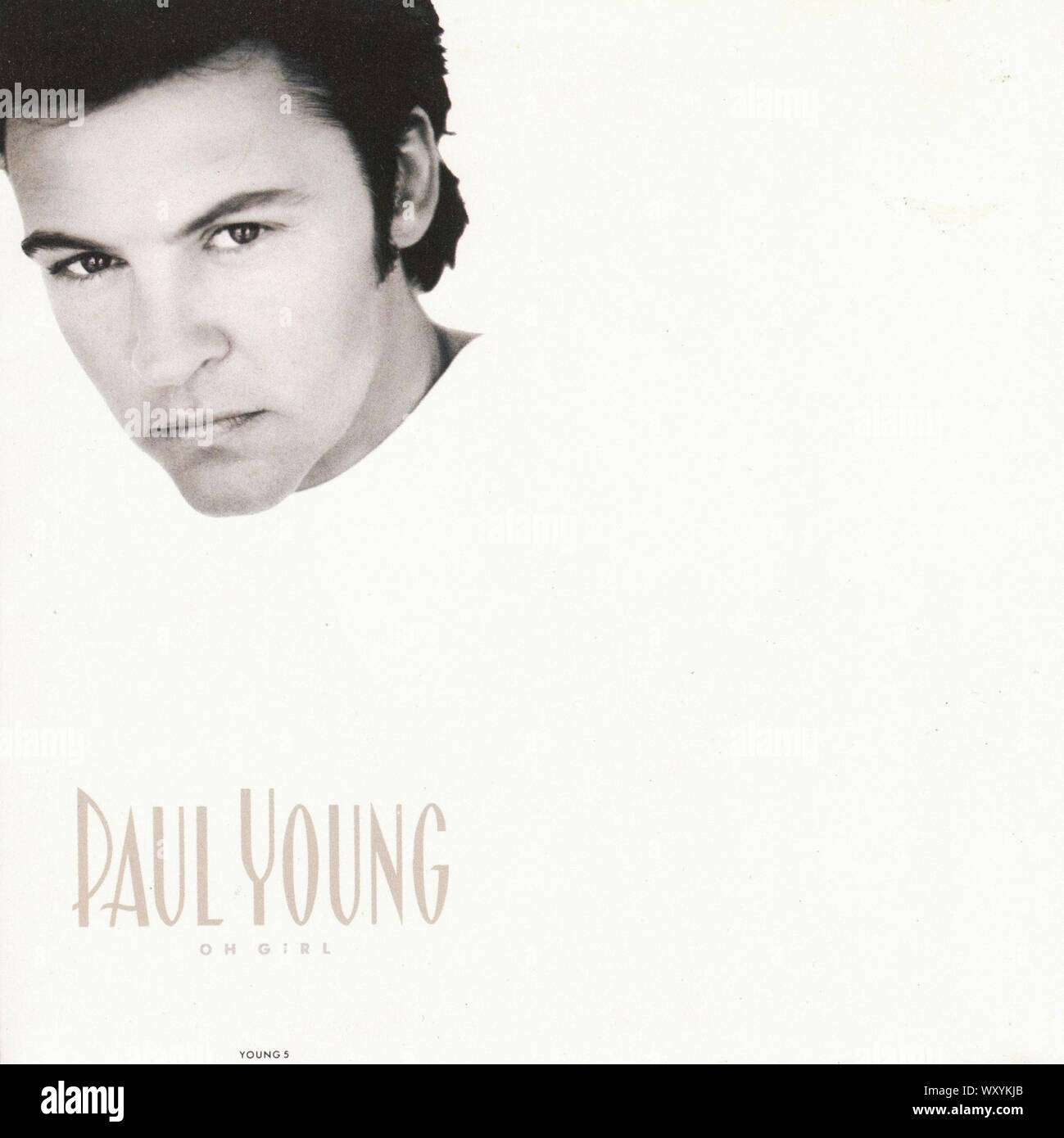 Paul Young -    Oh Girl - Vintage 7'' inches record cover Stock Photo