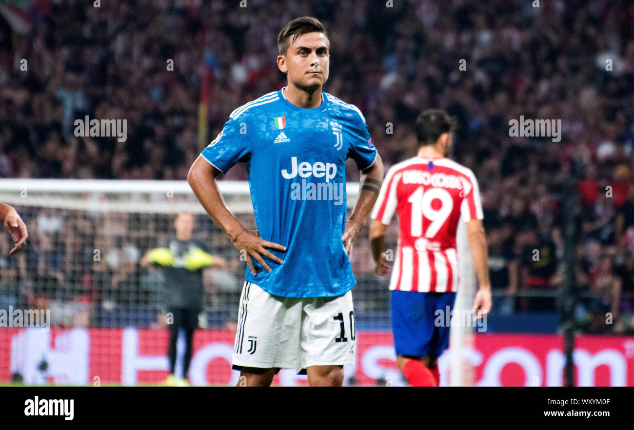 Madrid, Spain. 18th September, 2019. Paulo Dybala (Juventus FC) during the  football match of UEFA Champions League group stage between Atletico de  Madrid and Juventus FC at Wanda Metropolitano Stadium on September