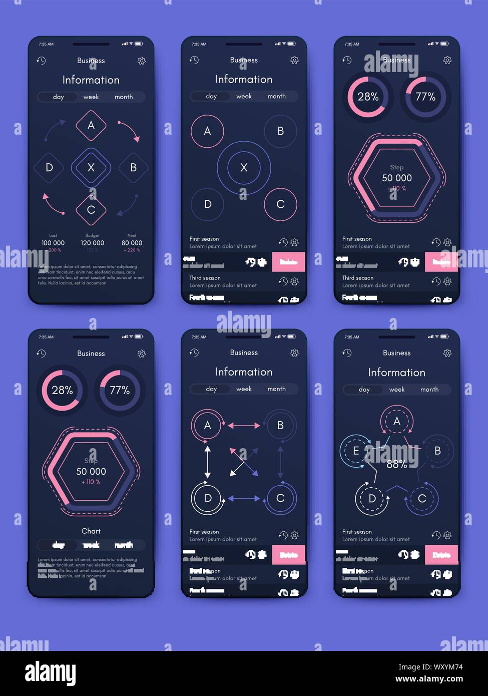 Different UI, UX, GUI screens and flat web icons for mobile apps ...