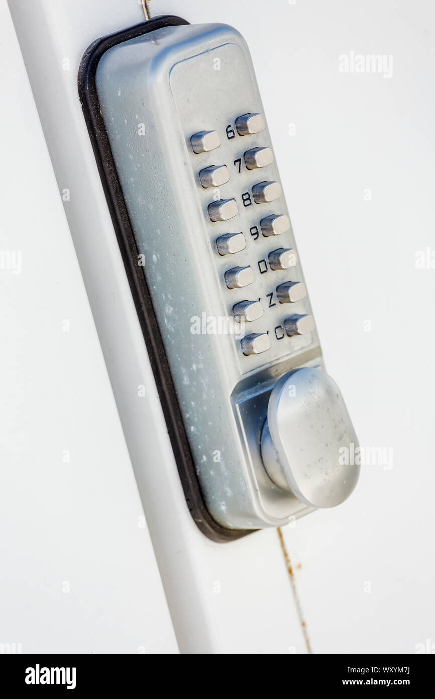 Security access with keypad on the door Stock Photo