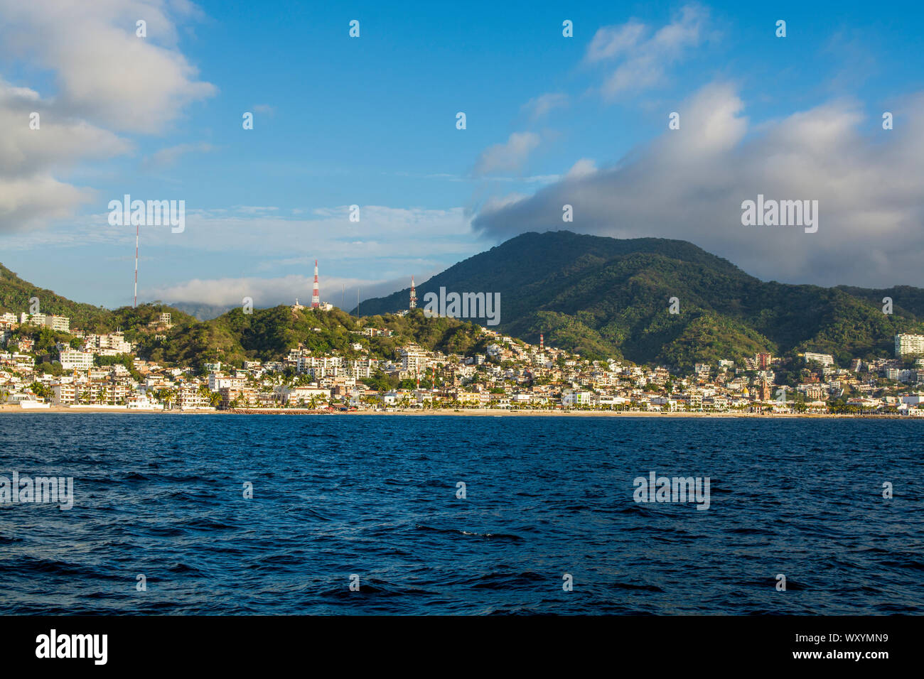 Skyline and Playa Los Muertos beach, Puerto Vallarta, Jalisco, Mexico. Stock Photo