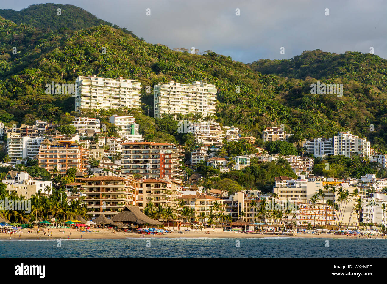 Skyline and Playa Los Muertos beach, Puerto Vallarta, Jalisco, Mexico. Stock Photo