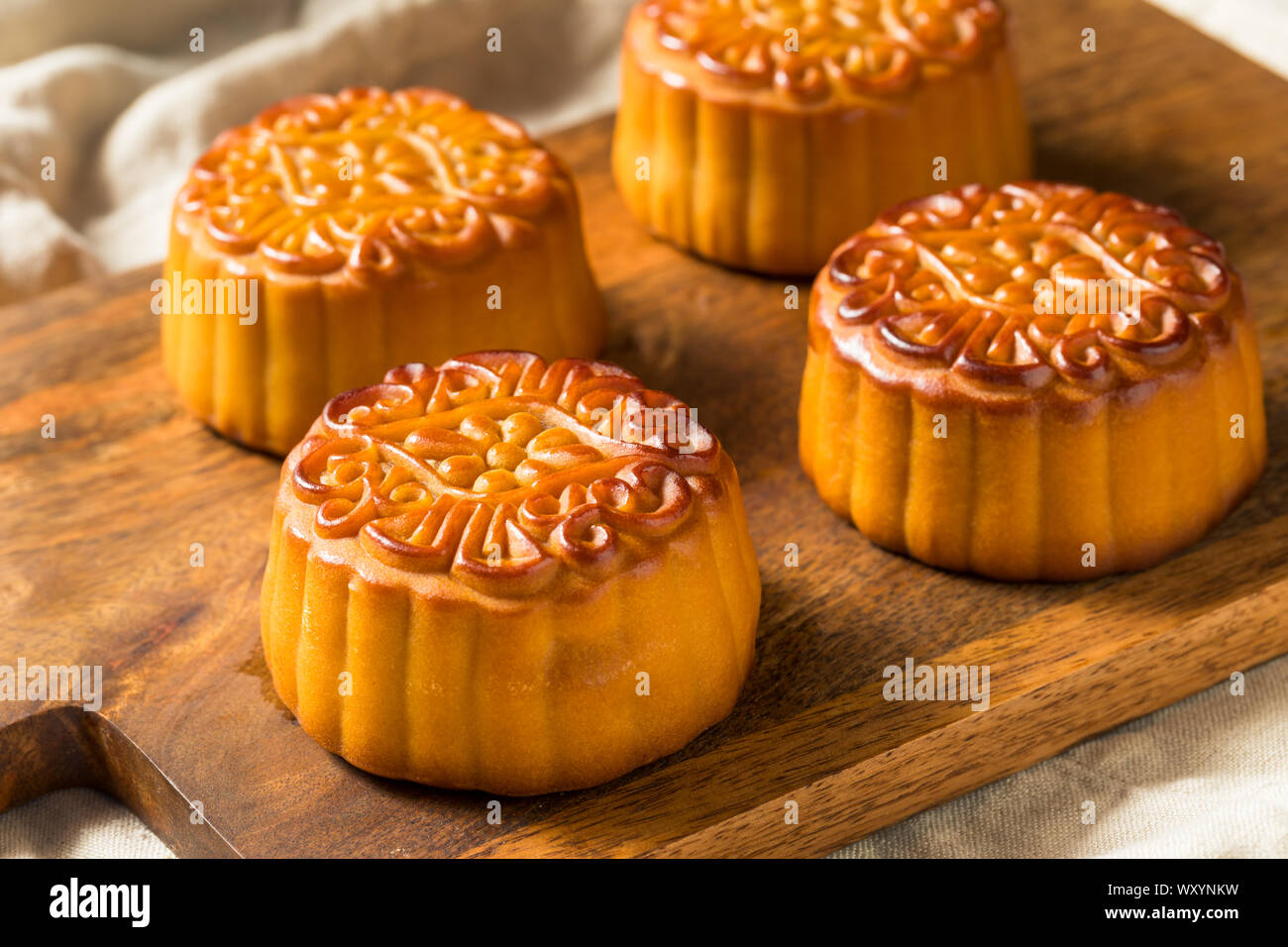 Homemade Chinese Moon Cakes with a Yolk Filling Stock Photo Alamy