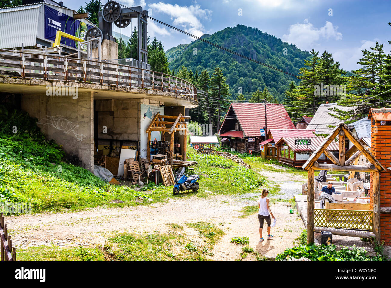 Brezovica, Kosovo - July 28, 2019. Ski resort in summer Stock Photo