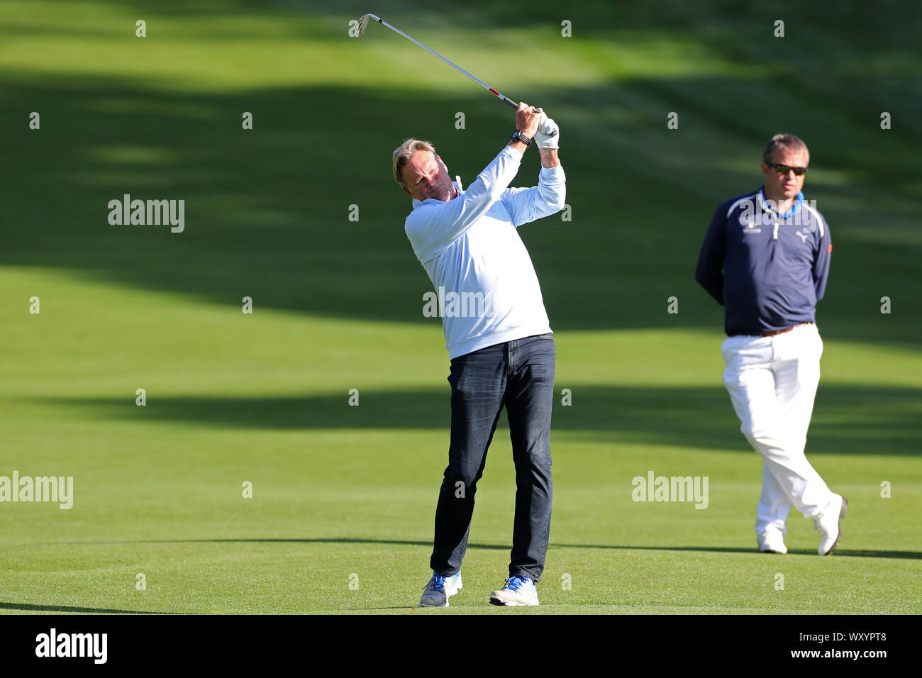 WENTWORTH, ENGLAND SEPT 18TH Glenn Hoddle in action during the BMW PGA Championship Pro Am at Wentworth Club, Virginia Water on Wednesday 18th September 2019. (Credit: Jon Bromley | MI News) Editorial use only, license required for commercial use. Photograph may only be used for newspaper and/or magazine editorial purposes Credit: MI News & Sport /Alamy Live News Stock Photo