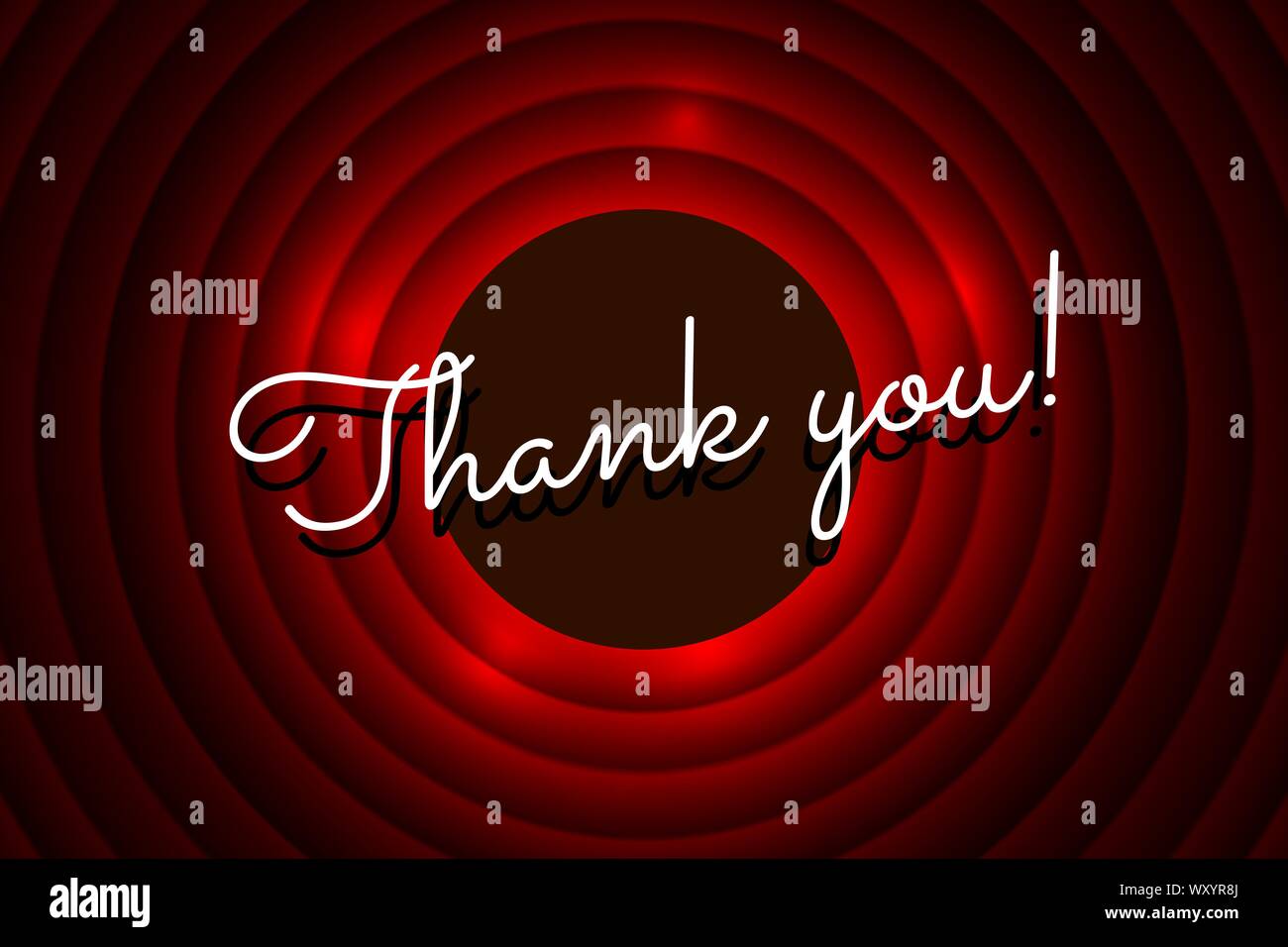 Thank you handwrite title on red movie ending curtain background with  spotlight beam illuminated. Old cinema promotion announcement vector retro  scene poster template illustration Stock Vector Image & Art - Alamy
