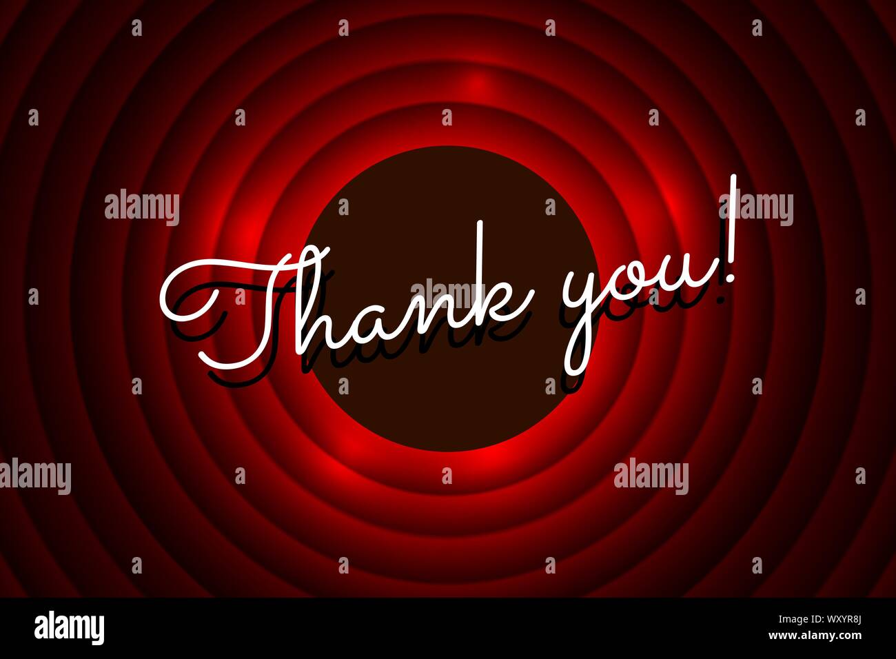Thank you handwrite title on red movie ending curtain background with