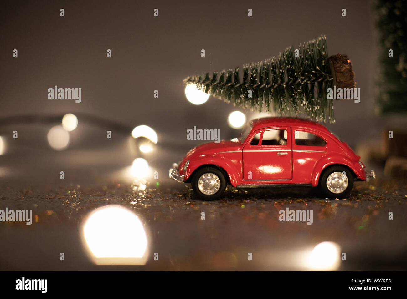 Christmas Composition Christmas Tree Cones Car Garland And