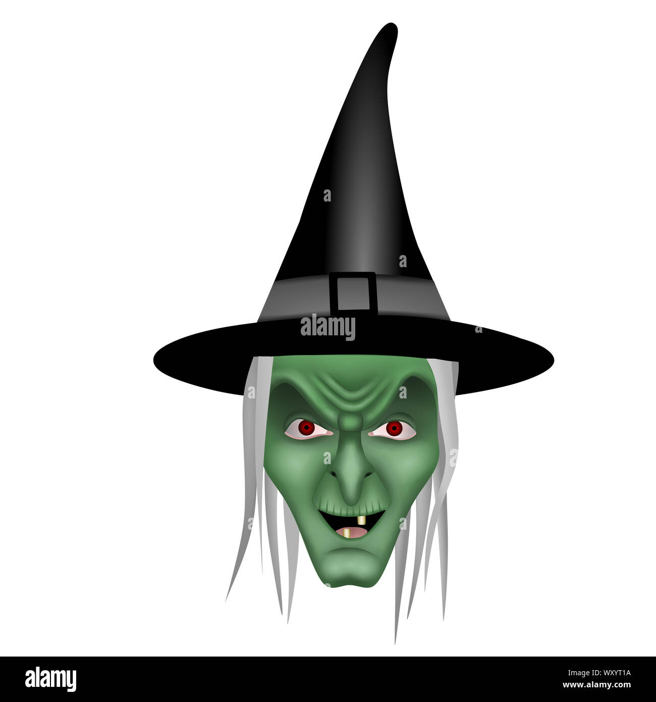 isolated ugly witch face illustration Stock Photo
