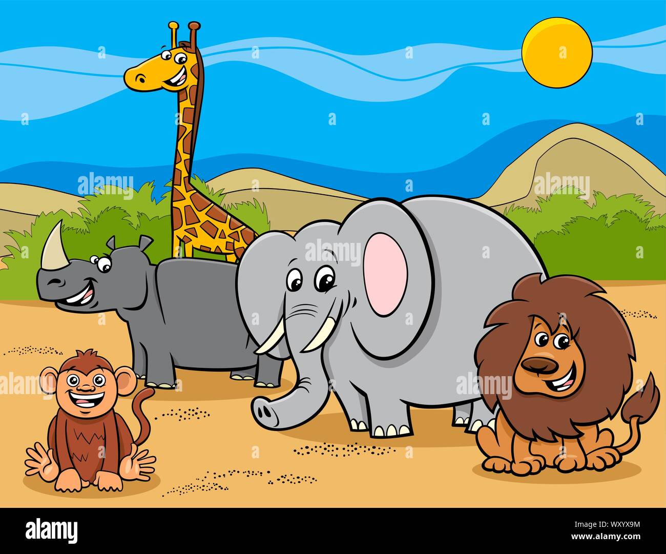 Cartoon Illustration of Wild Safari Animals Comic Characters Group Stock  Vector Image & Art - Alamy