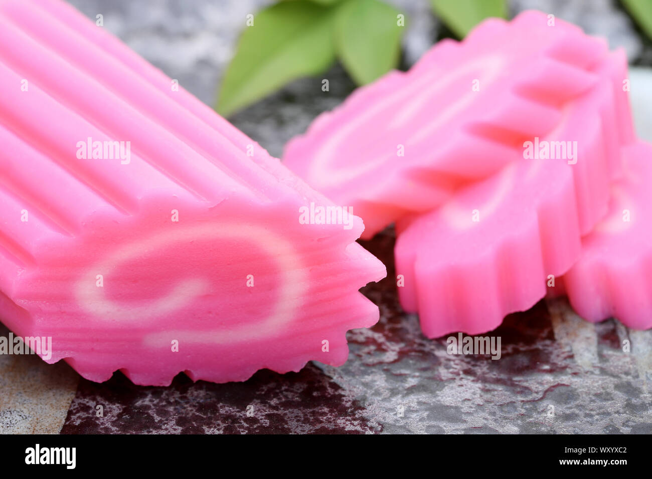 Japanese Food Naruto Kamaboko On Gray Dish Stock Photo Alamy