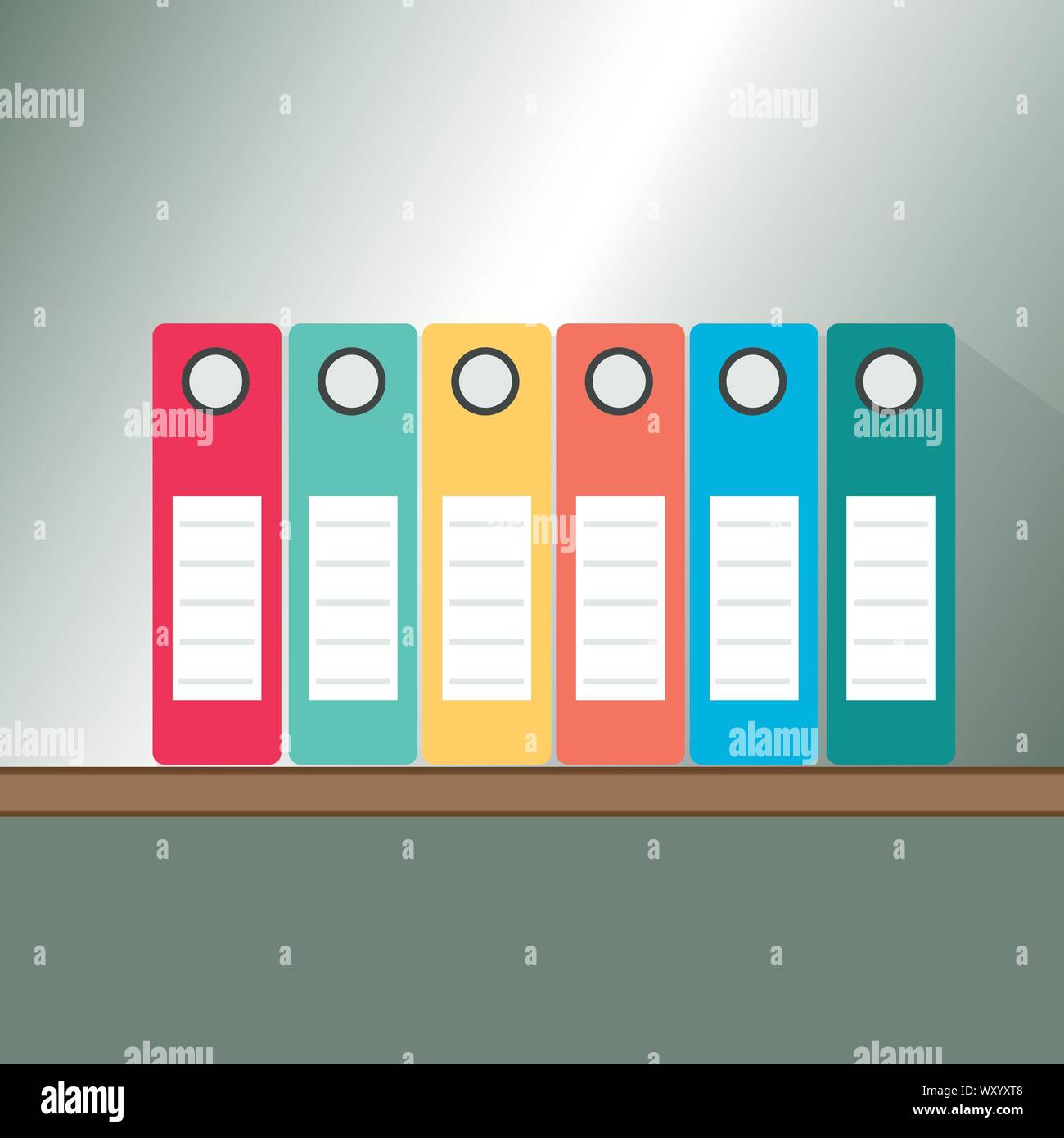 Various colorful files against white background Stock Vector