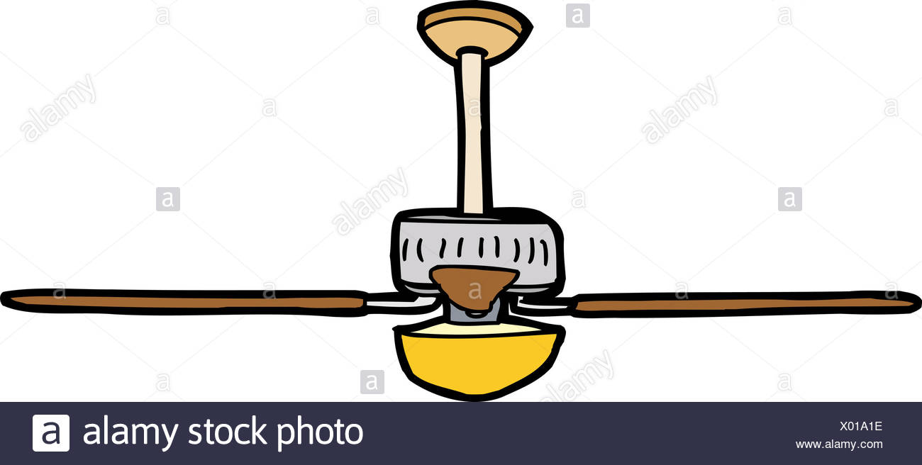 Isolated Ceiling Fan Drawing On White Background Stock Photo
