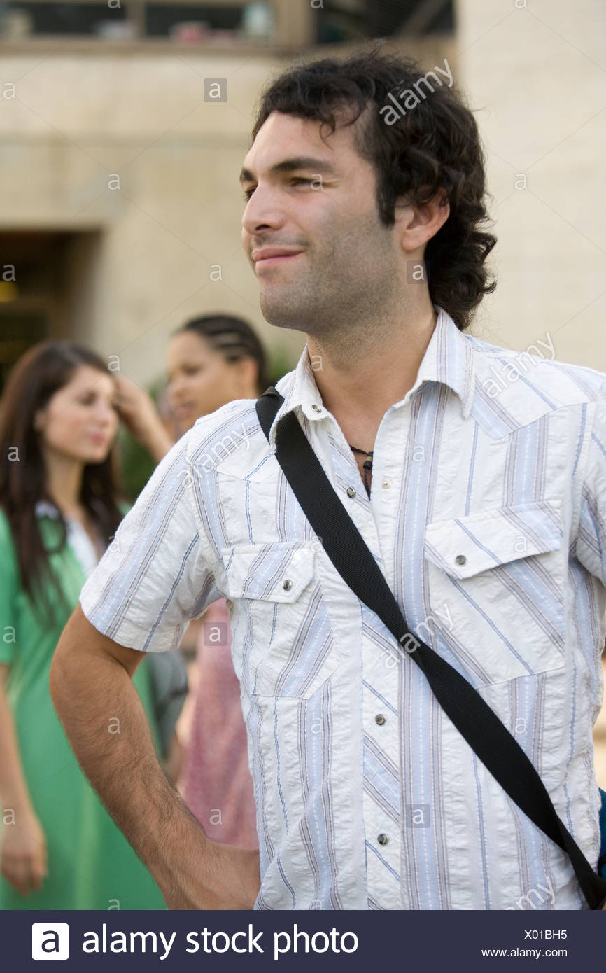 men wearing messenger bag