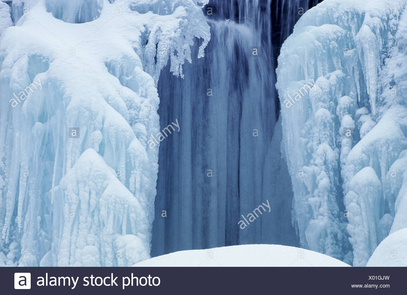 Frozen Water Of Bridal Veil Falls Manitoulin Island Ontario Canada Stock Photo Alamy