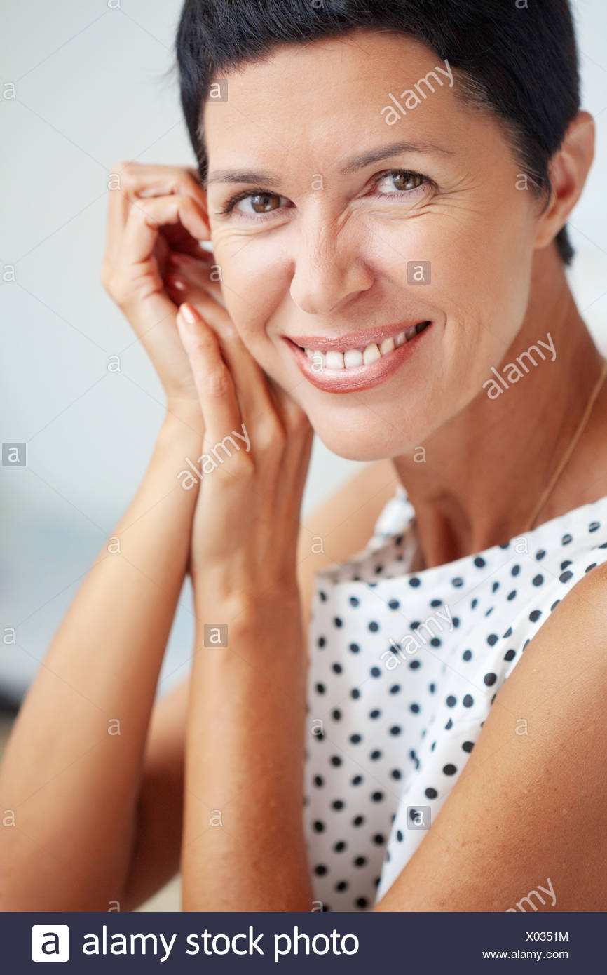 Beautiful Middle Aged Brunette Woman Stock Photos & Beautiful Middle ...