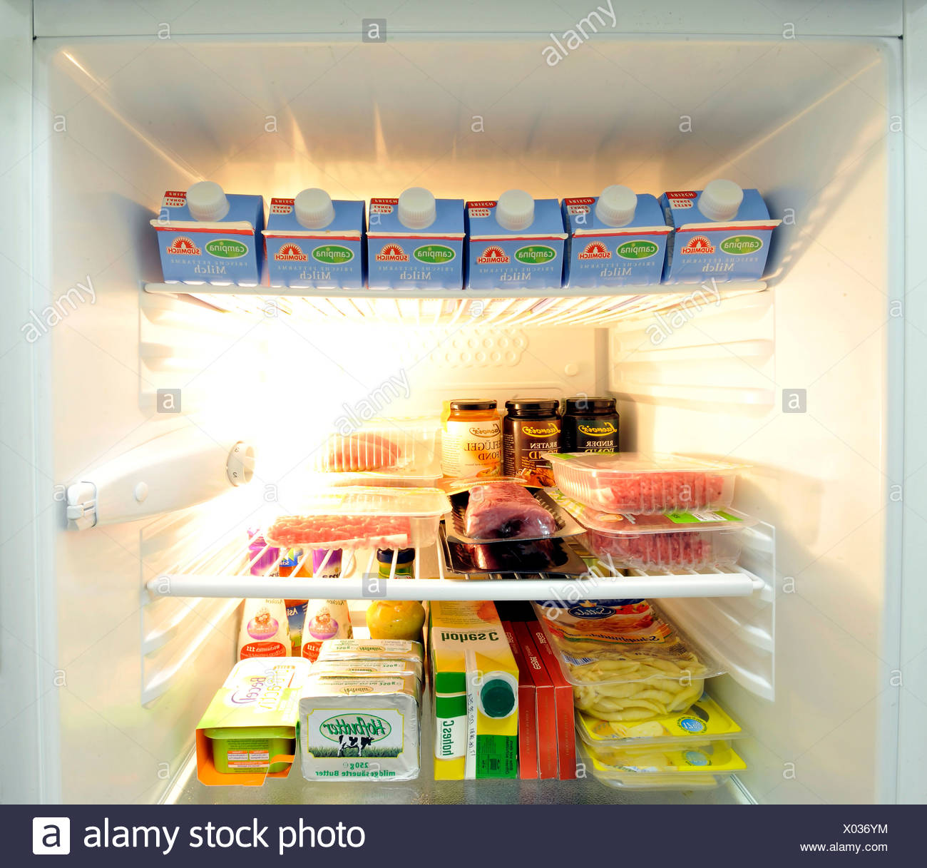 Refrigerator inside view Stock Photo