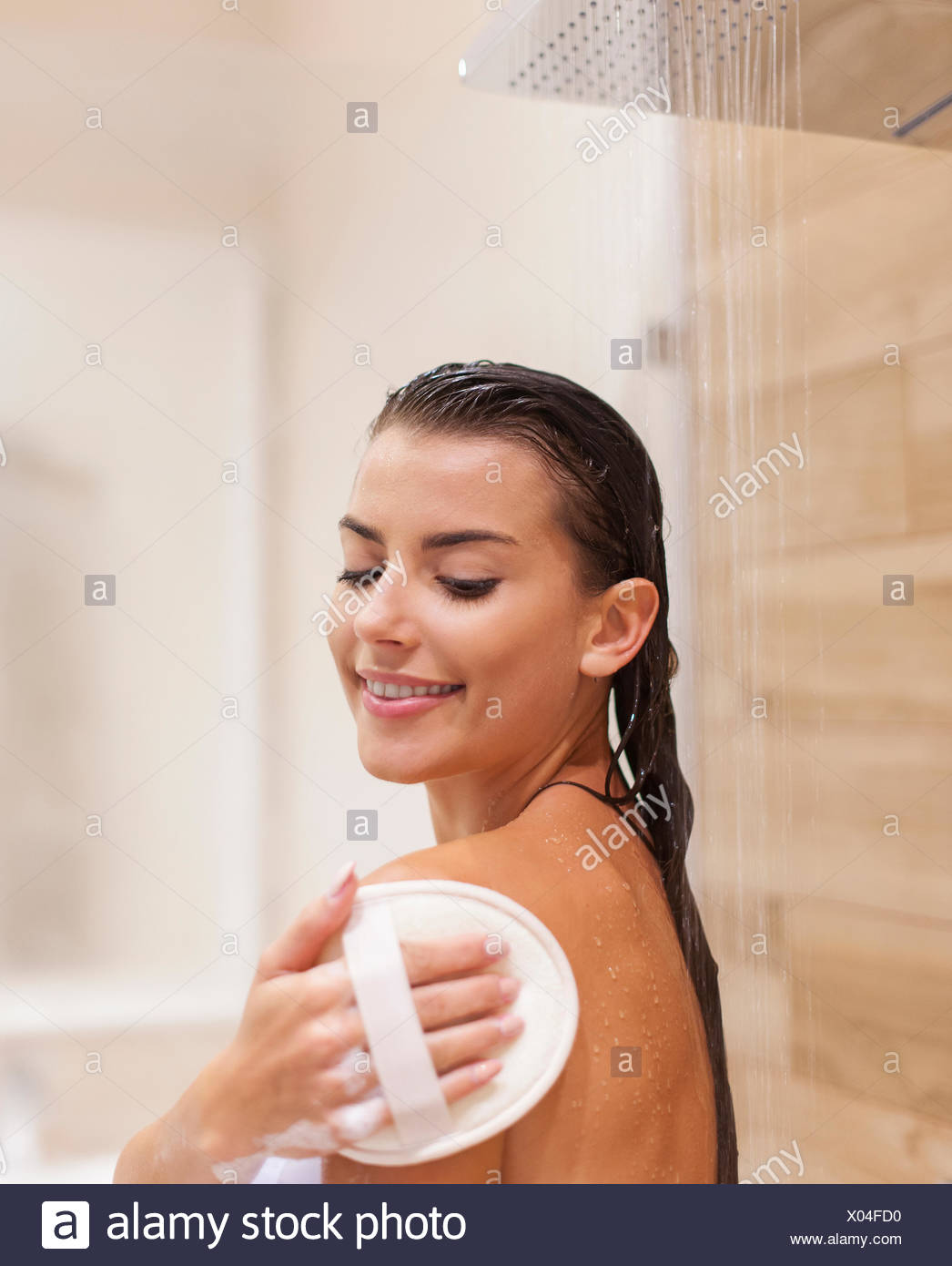 Woman Taking Shower Bathroom High Resolution Stock Photography and