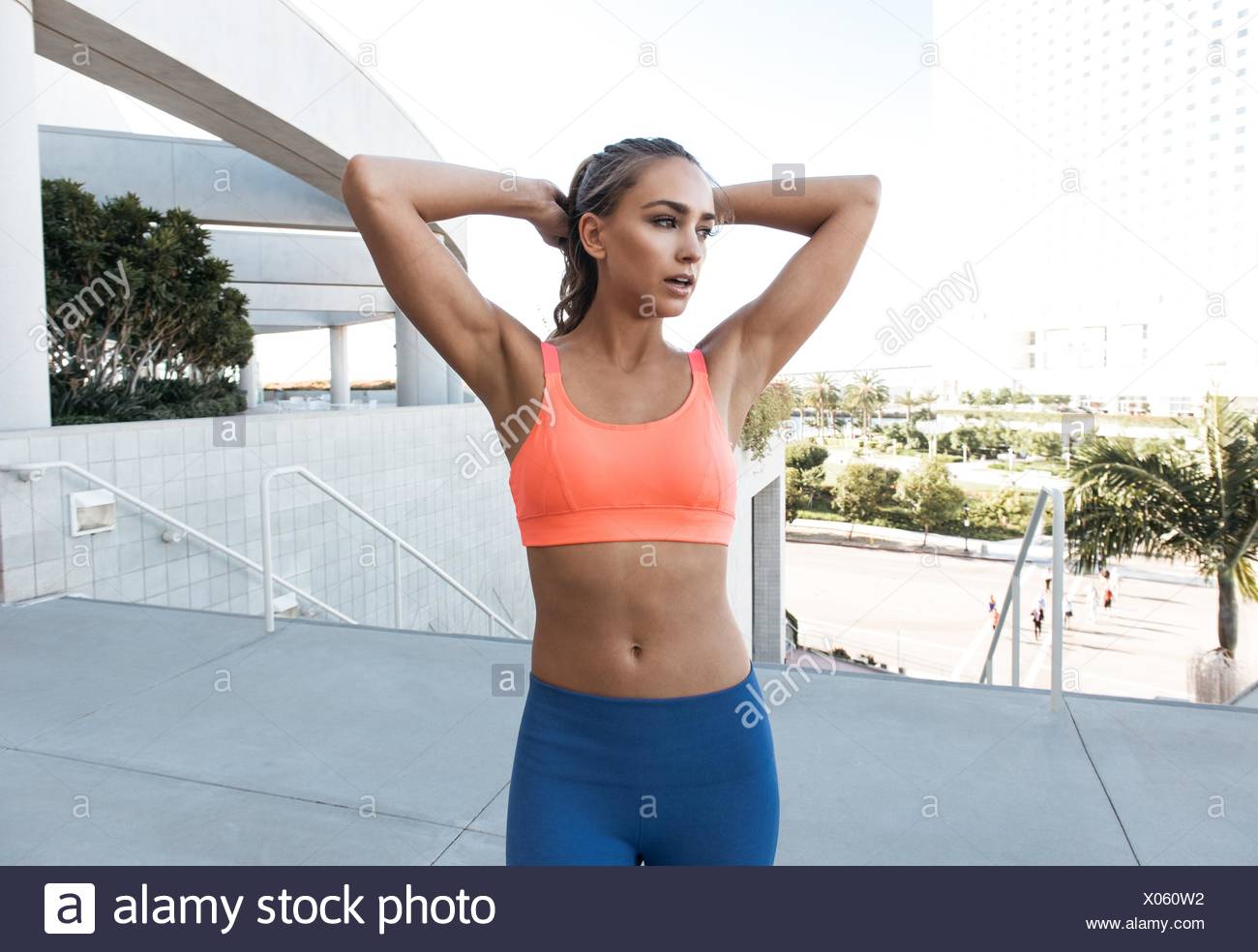 wearing sports bra