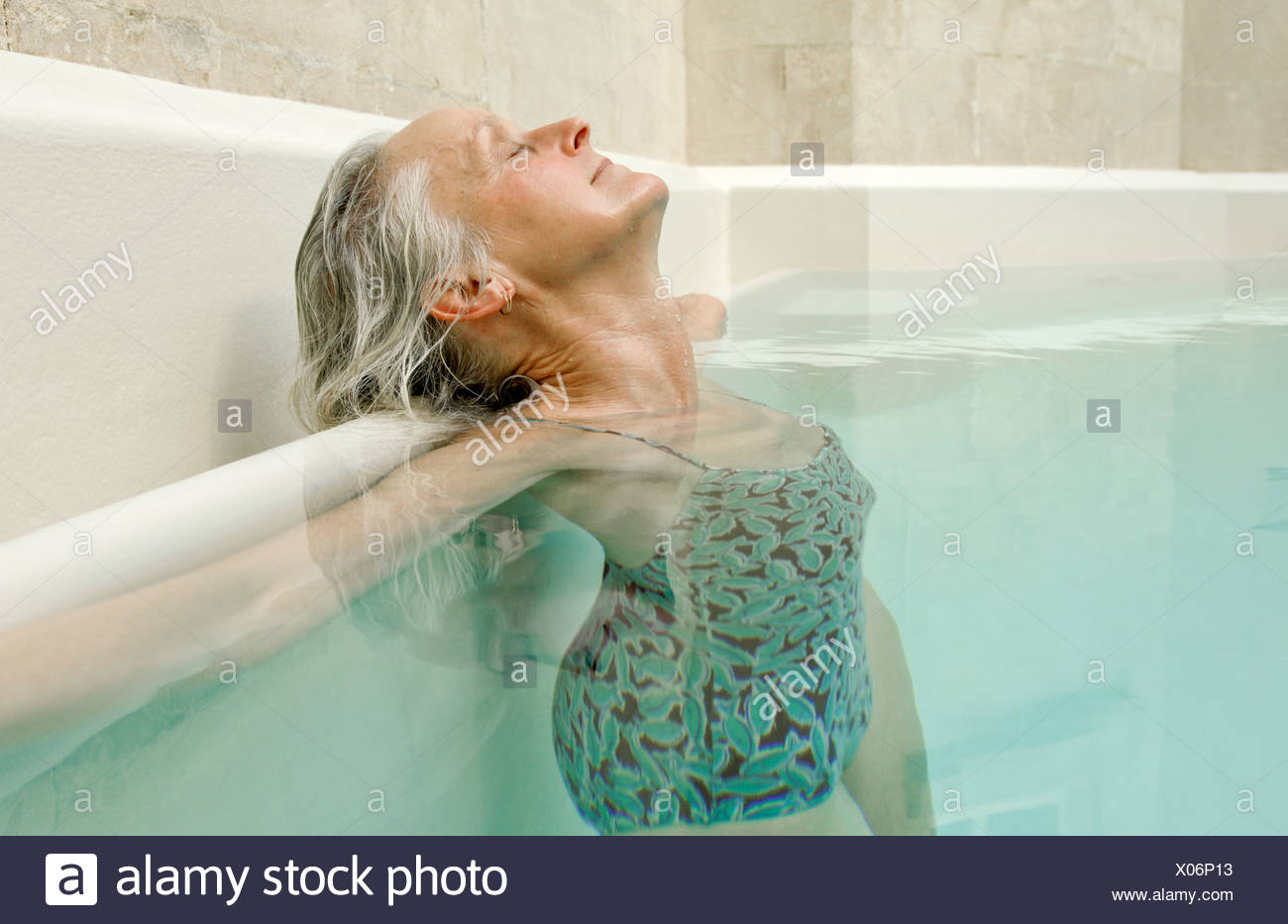 Senior Citizen Woman In Bathing Stock Photos & Senior Citizen Woman In