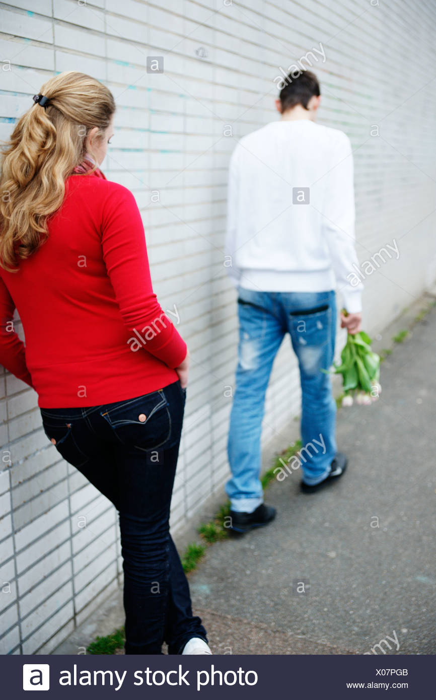 Teenage couple arguing Stock Photo