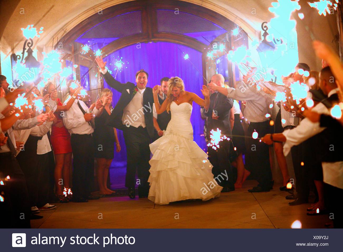 Sparkler Exit At Wedding Reception Stock Photo 275584698 Alamy