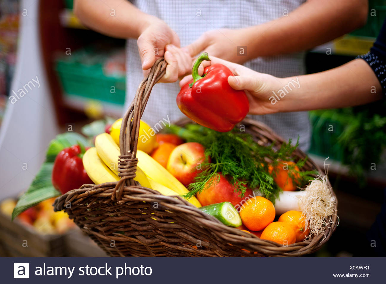 Basket Filled Healthy Food Debica Poland Stock Photo Alamy