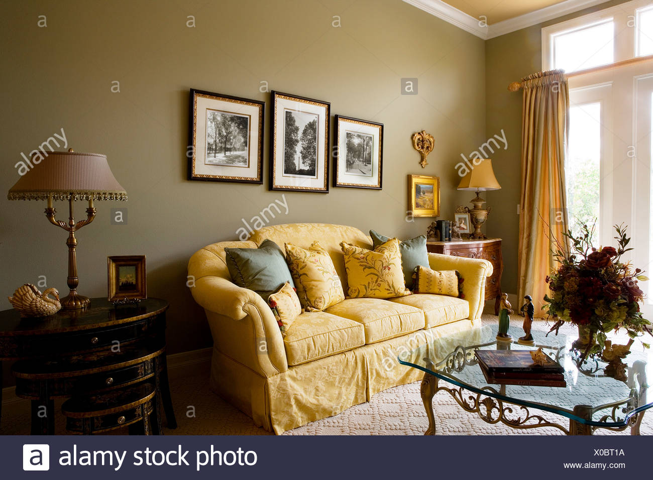 Elegant Living Room With Gold Sofa Stock Photo 275626214 Alamy