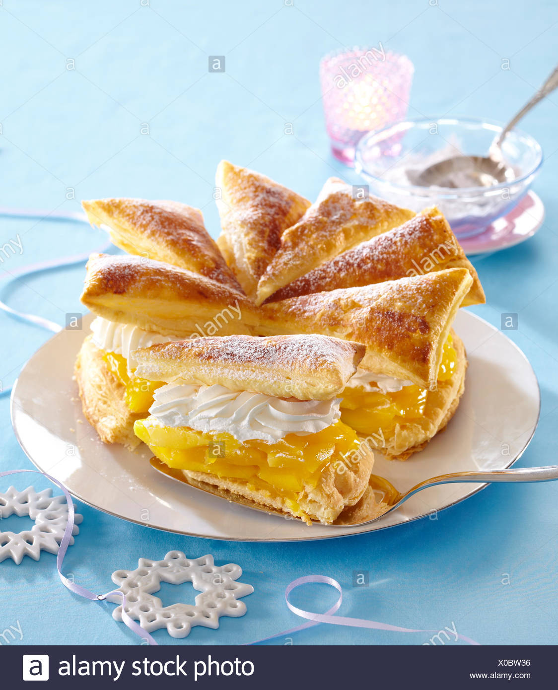 Choux Pastry Cake With Mango Stock Photo Alamy