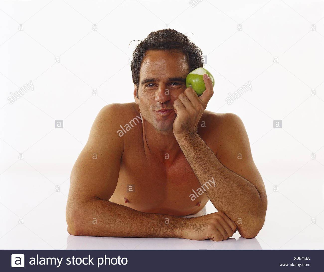 Man Young Upper Part Of The Body Freely Added Support Eat