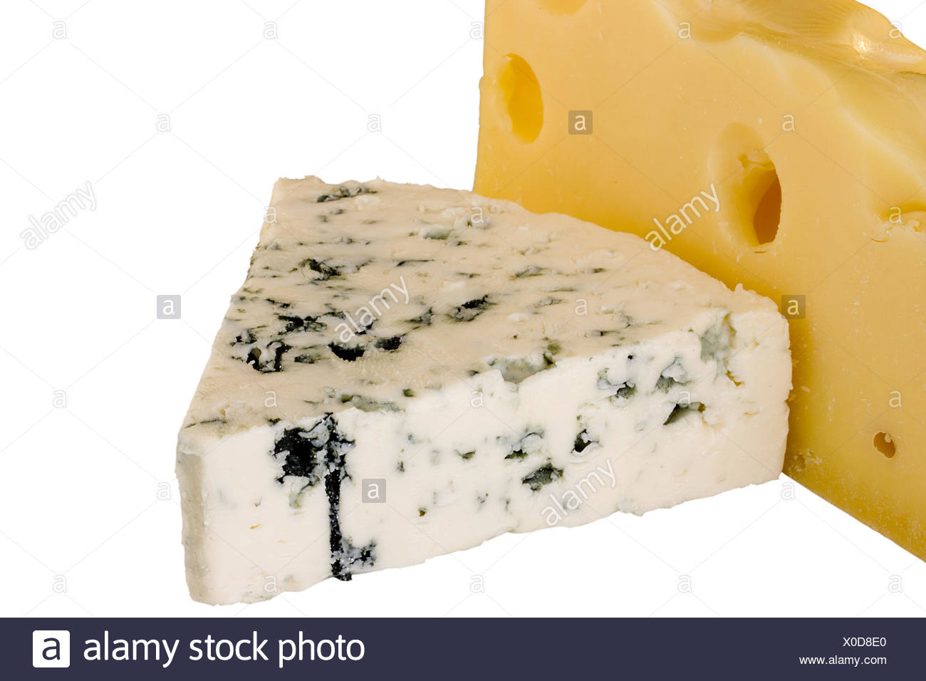 Danish Blue Cheese With Swiss Cheese Slice Stock Photo Alamy