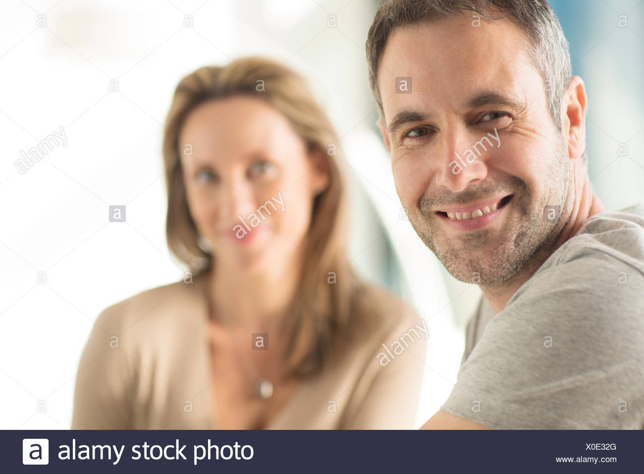 Close up of man’s smiling face Stock Photo