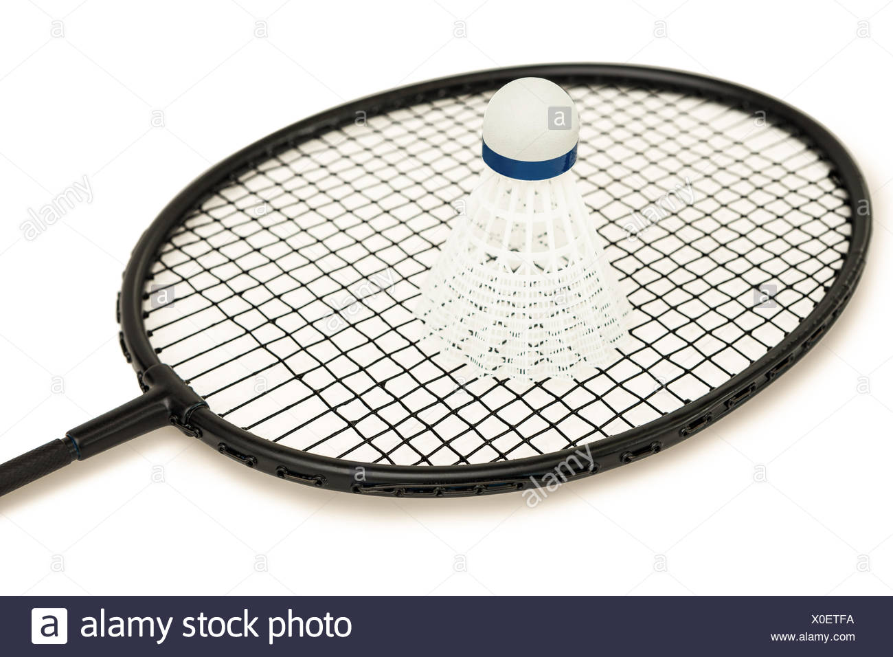 Badminton Racket With Feather Shuttlecock On White Background Stock Photo Alamy