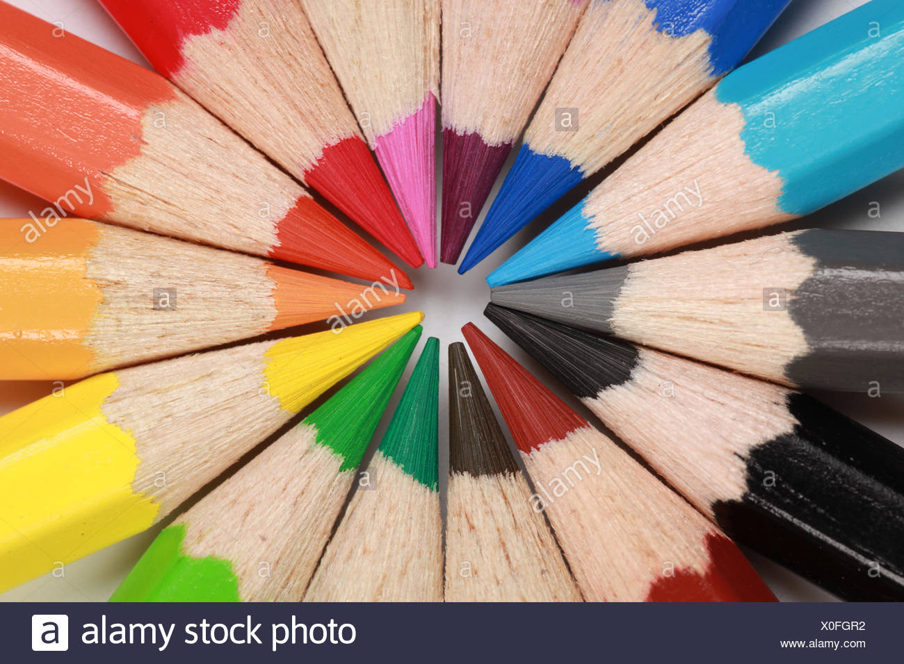 circle from colored pencils Stock Photo