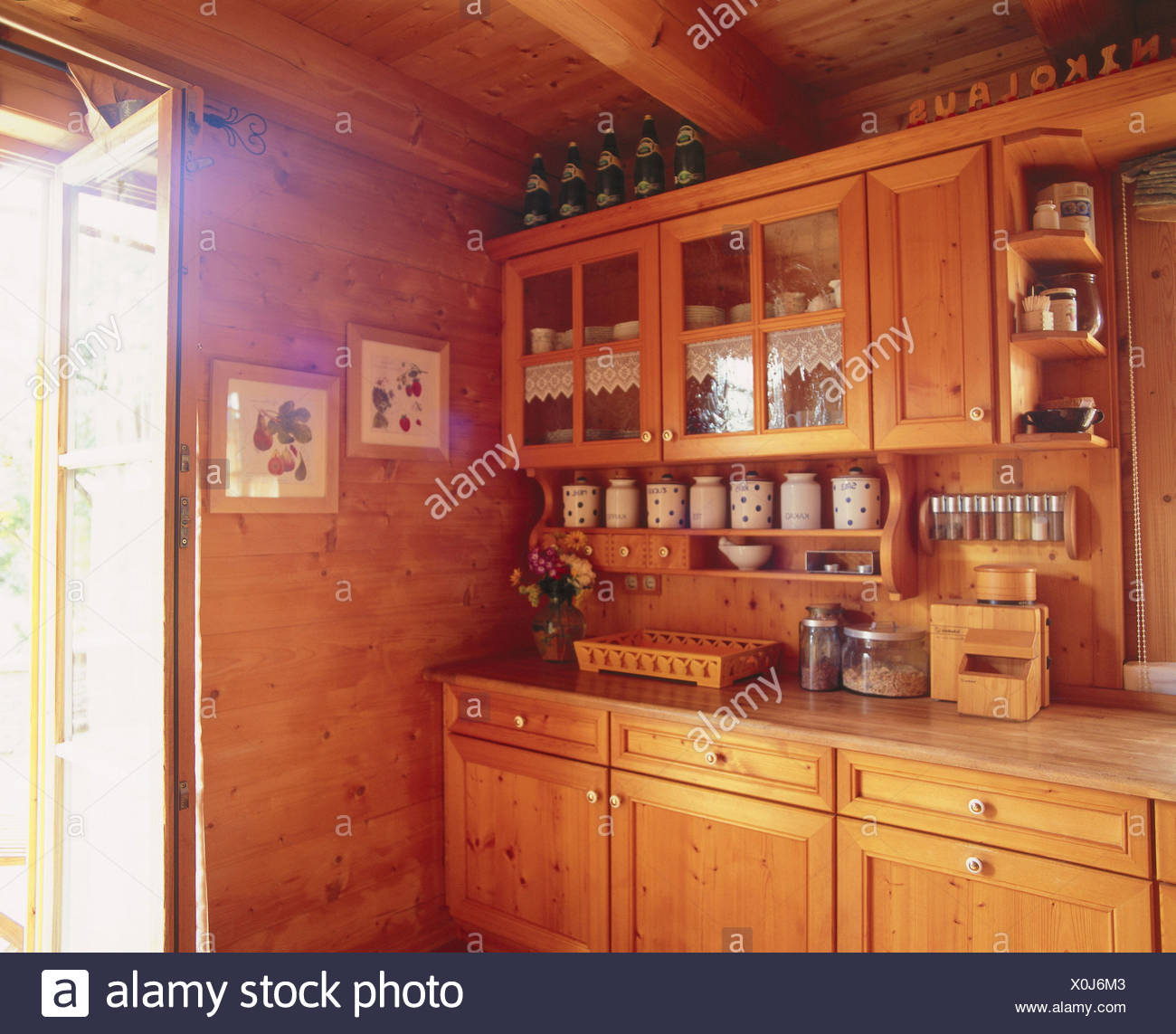 Kitchen Unit Rural Wall Wall Covering Wooden Wooden