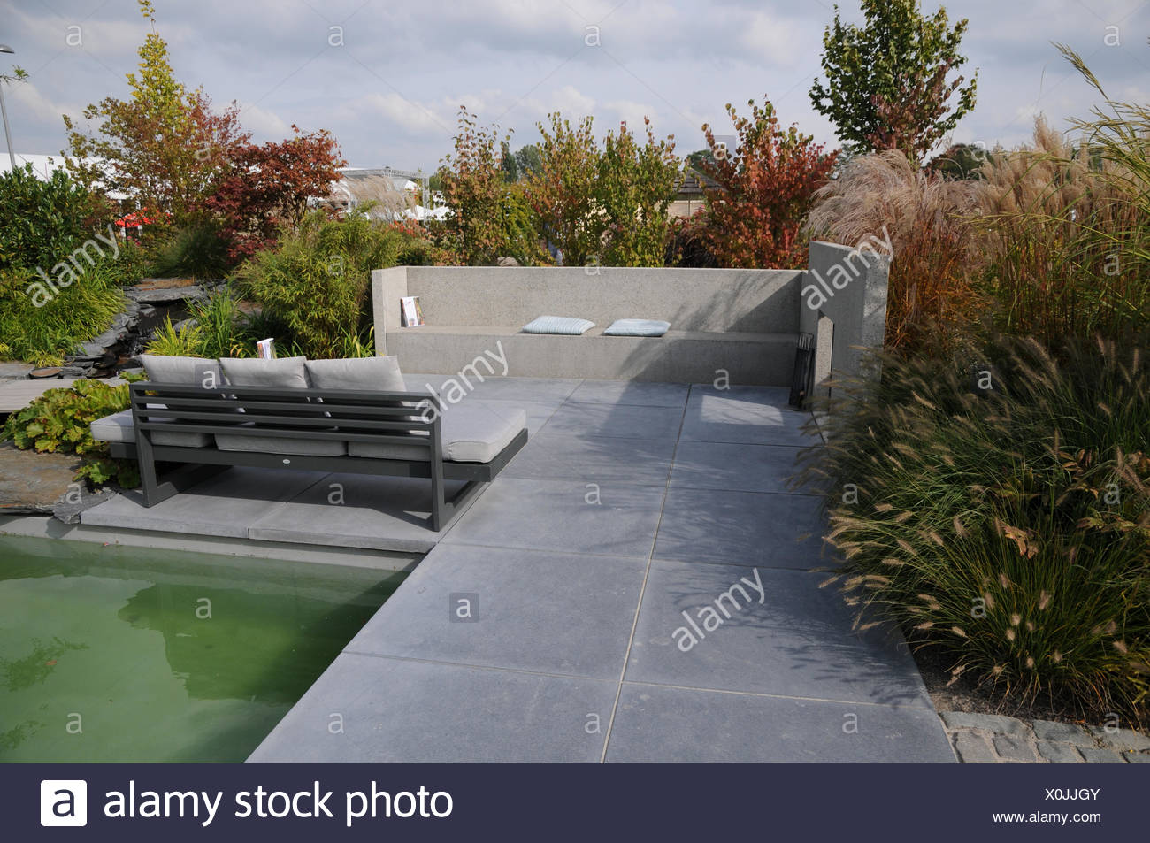 Garden With Bench And Terrace Stock Photo 275775611 Alamy