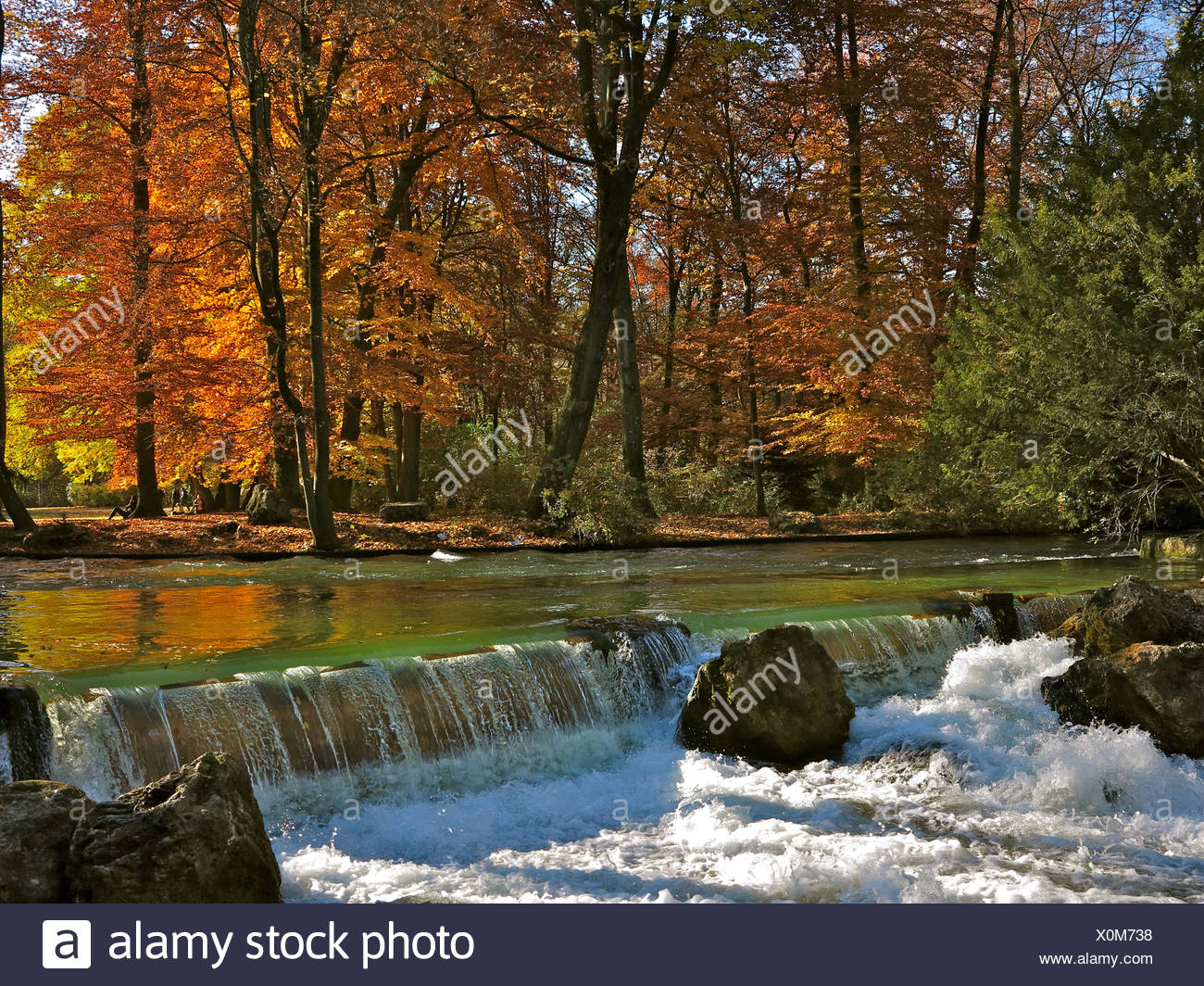 Germany Eisbach Englischer Garten English Garden In Autumn