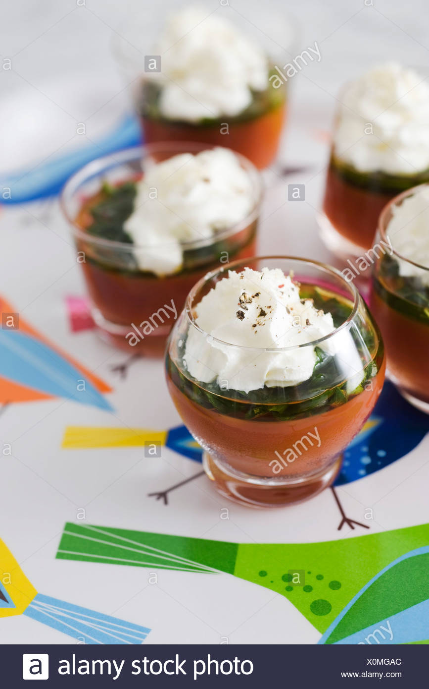 Tomato aspic with whipped ricotta Stock Photo: 275817764 - Alamy