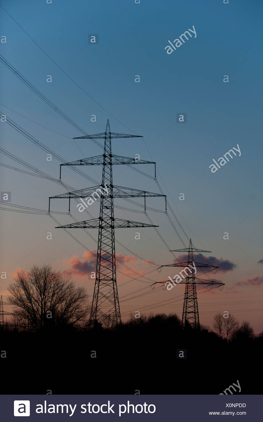 Germany Electricity Pylons Power Lines High Resolution Stock