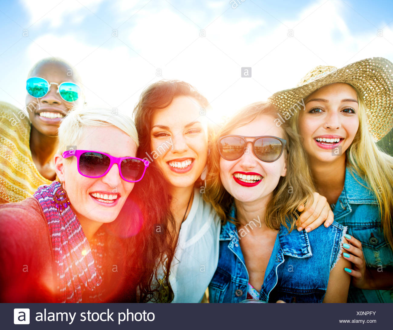 Girlfriends Friendship Party Happiness Summer Concept Stock Photo