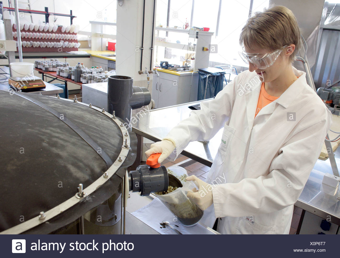Biotechnologist Working In The Technical Laboratory On A Batch Fermenter For A Biogas Plant Of The Schmack Biogas Ag In Schwand Stock Photo Alamy