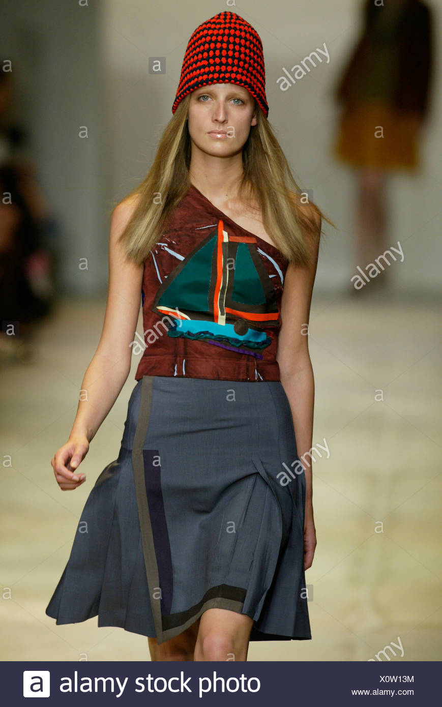 Prada Milan Spring Summer Model Long Blonde Hair Wearing Black And